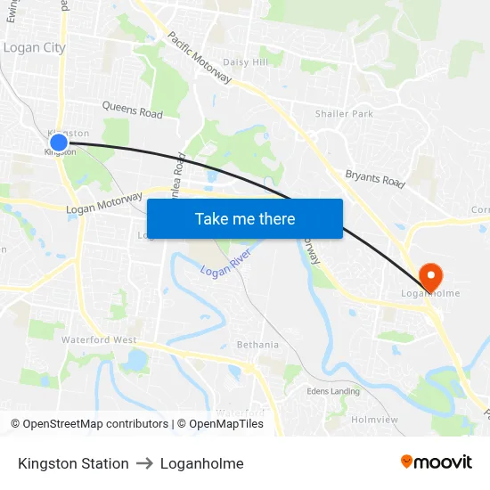 Kingston Station to Loganholme map