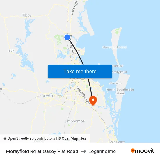 Morayfield Rd at Oakey Flat Road to Loganholme map