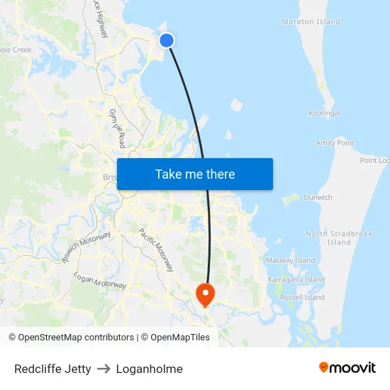 Redcliffe Jetty to Loganholme map
