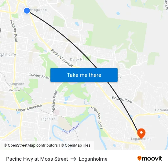 Pacific Hwy at Moss Street to Loganholme map