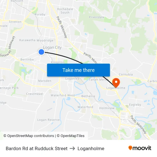 Bardon Rd at Rudduck Street to Loganholme map