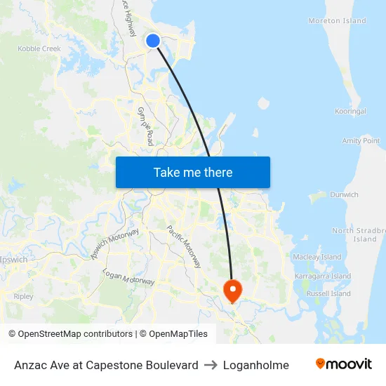 Anzac Ave at Capestone Boulevard to Loganholme map