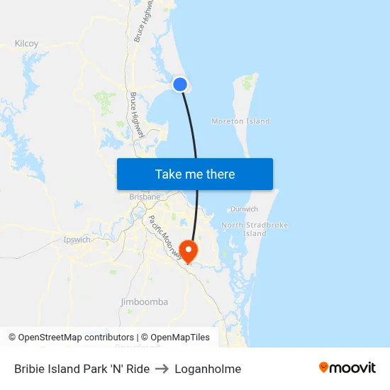 Bribie Island Park 'N' Ride to Loganholme map