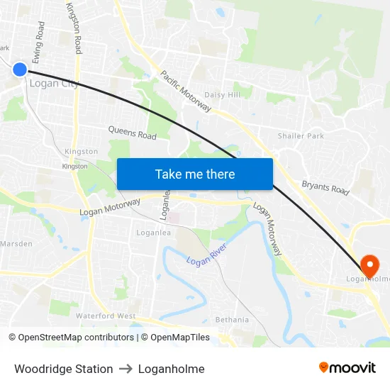 Woodridge Station to Loganholme map