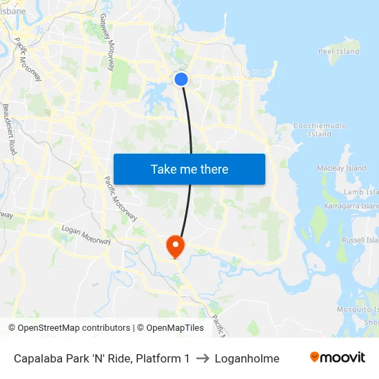 Capalaba Park 'N' Ride, Platform 1 to Loganholme map