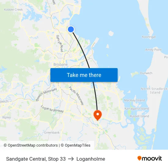 Sandgate Central, Stop 33 to Loganholme map