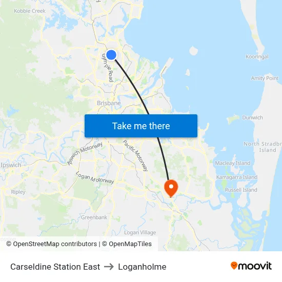 Carseldine Station East to Loganholme map