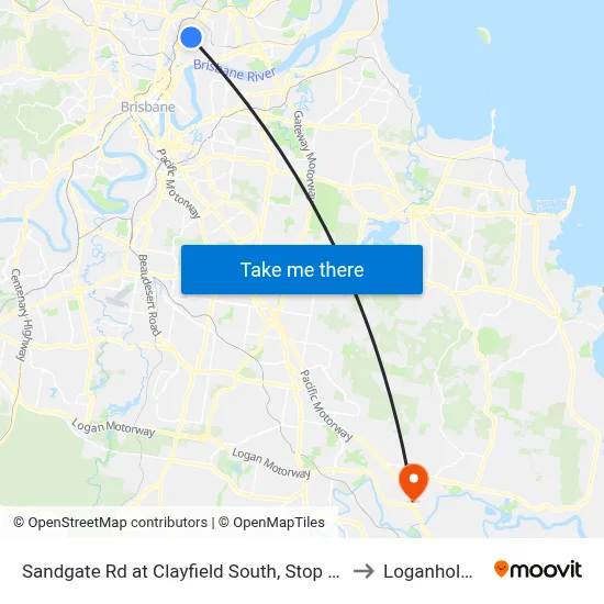 Sandgate Rd at Clayfield South, Stop 23 to Loganholme map