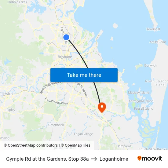 Gympie Rd at the Gardens, Stop 38a to Loganholme map