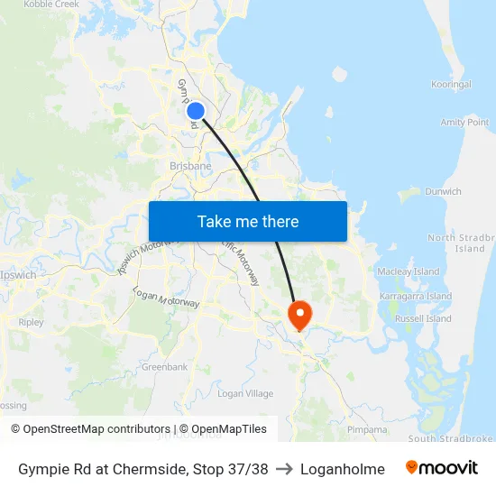 Gympie Rd at Chermside, Stop 37/38 to Loganholme map