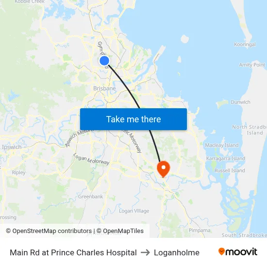 Main Rd at Prince Charles Hospital to Loganholme map