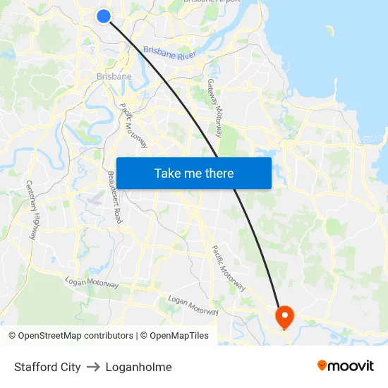 Stafford City to Loganholme map