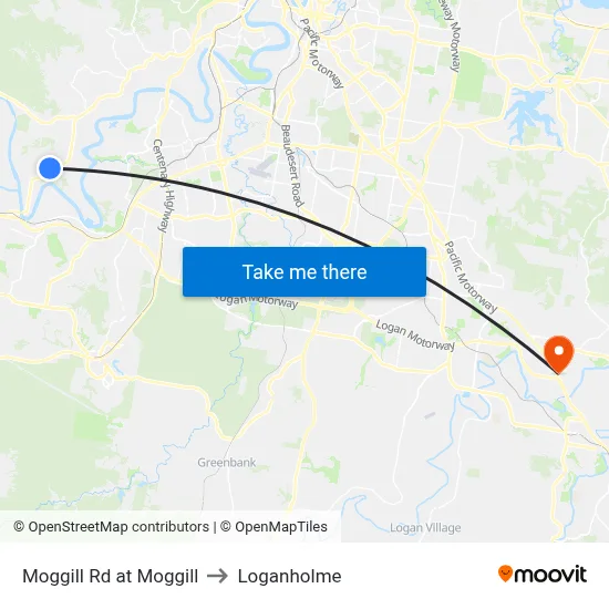 Moggill Rd at Moggill to Loganholme map