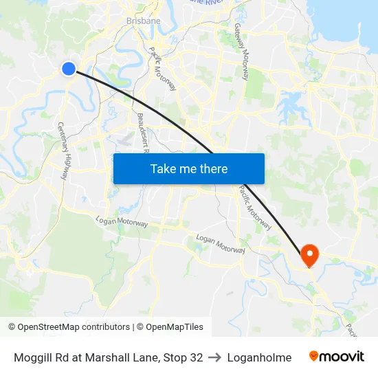 Moggill Rd at Marshall Lane, Stop 32 to Loganholme map