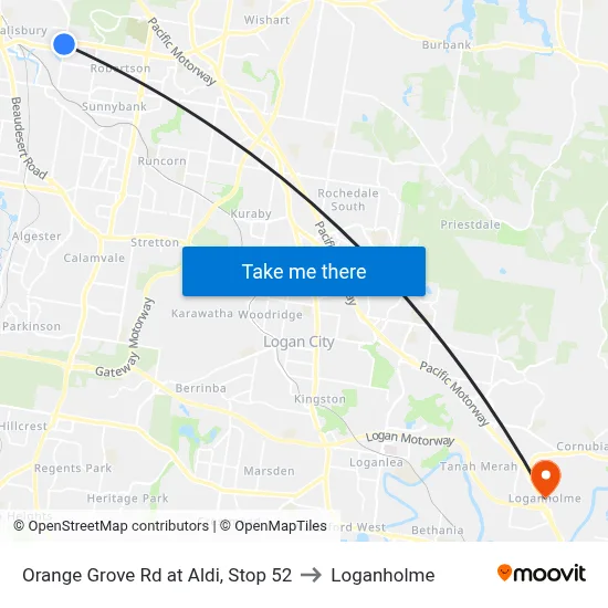 Orange Grove Rd at Aldi, Stop 52 to Loganholme map