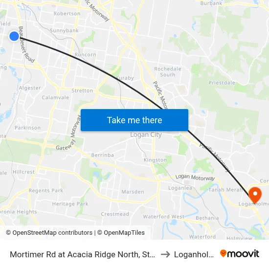 Mortimer Rd at Acacia Ridge North, Stop 59 to Loganholme map