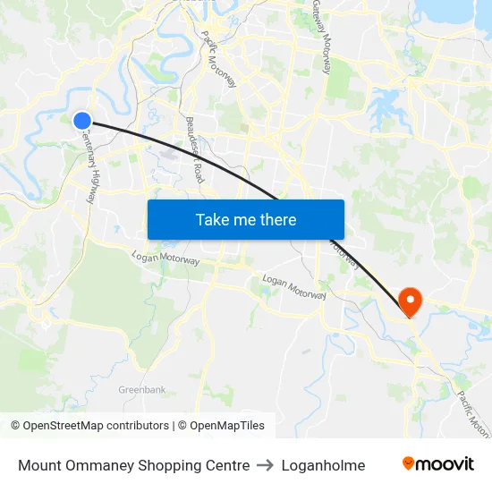 Mount Ommaney Shopping Centre to Loganholme map