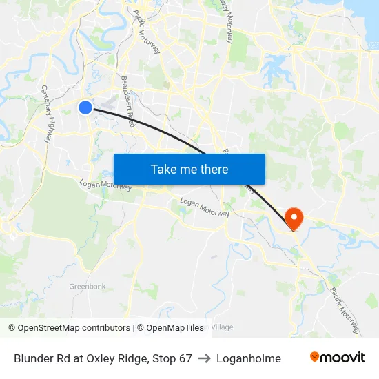 Blunder Rd at Oxley Ridge, Stop 67 to Loganholme map