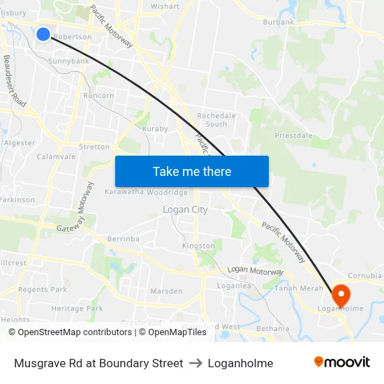 Musgrave Rd at Boundary Street to Loganholme map