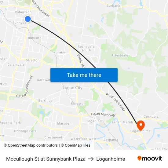 Mccullough St at Sunnybank Plaza to Loganholme map