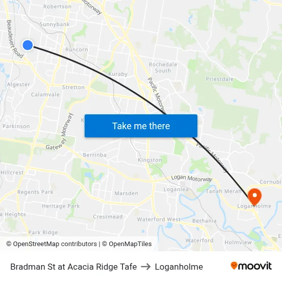 Bradman St at Acacia Ridge Tafe to Loganholme map