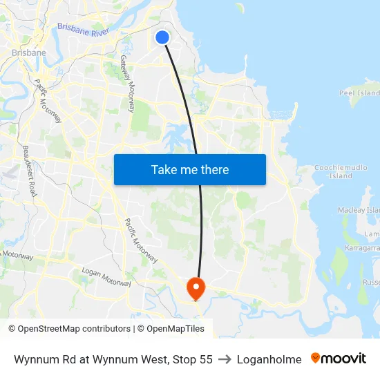 Wynnum Rd at Wynnum West, Stop 55 to Loganholme map