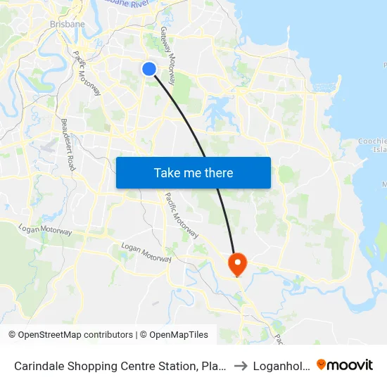 Carindale Shopping Centre Station, Platform G to Loganholme map