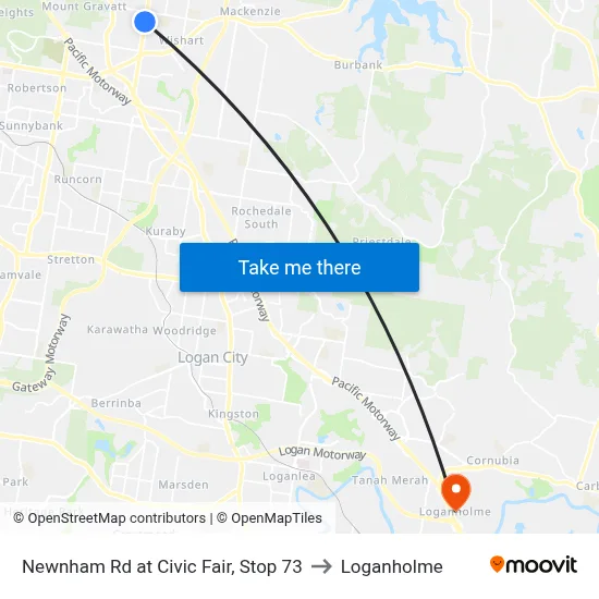 Newnham Rd at Civic Fair, Stop 73 to Loganholme map
