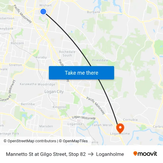 Mannetto St at Gilgo Street, Stop 82 to Loganholme map