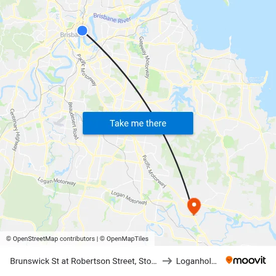 Brunswick St at Robertson Street, Stop 5 to Loganholme map