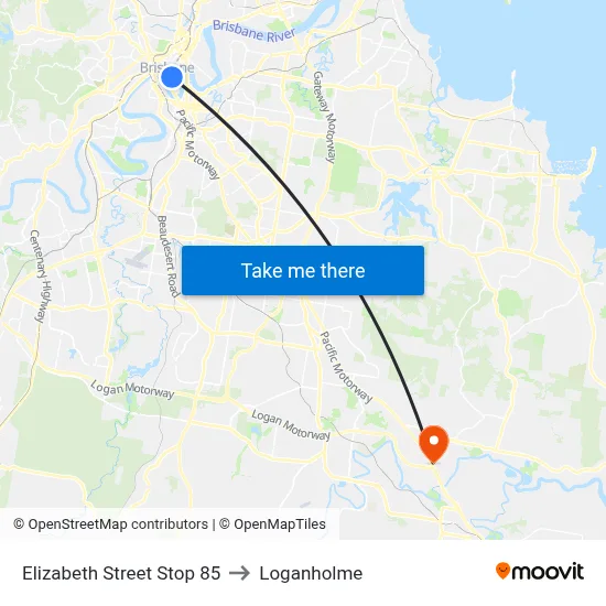Elizabeth Street Stop 85 to Loganholme map
