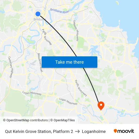 Qut Kelvin Grove Station, Platform 2 to Loganholme map
