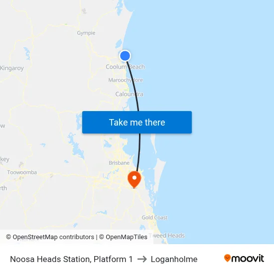 Noosa Heads Station, Platform 1 to Loganholme map
