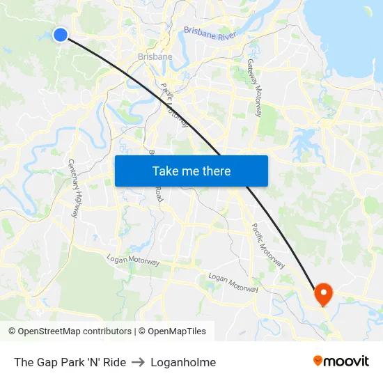 The Gap Park 'N' Ride to Loganholme map
