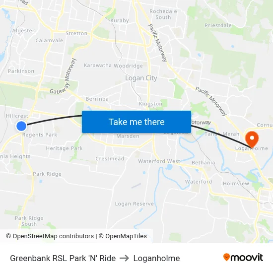 Greenbank RSL Park 'N' Ride to Loganholme map
