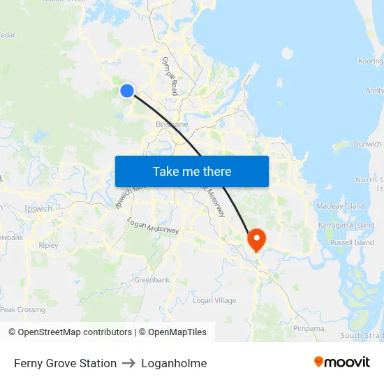 Ferny Grove Station to Loganholme map