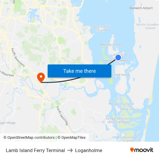 Lamb Island Ferry Terminal to Loganholme map