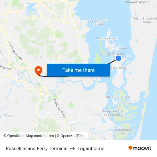 Russell Island Ferry Terminal to Loganholme map