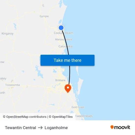 Tewantin Central to Loganholme map