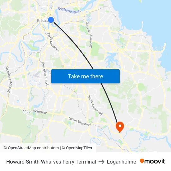 Howard Smith Wharves Ferry Terminal to Loganholme map