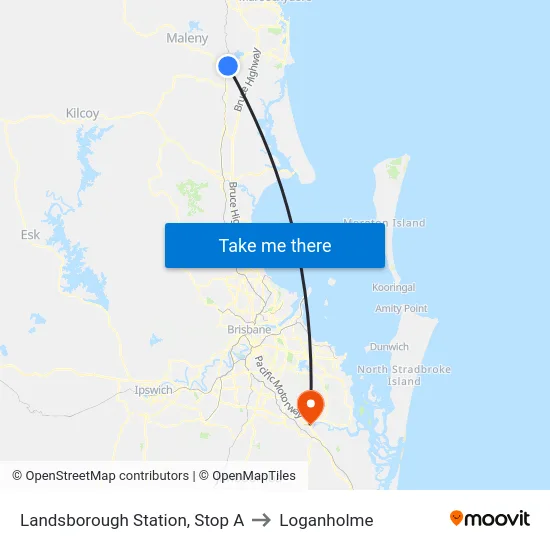 Landsborough Station, Stop A to Loganholme map