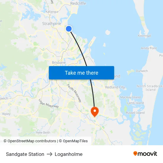 Sandgate Station to Loganholme map