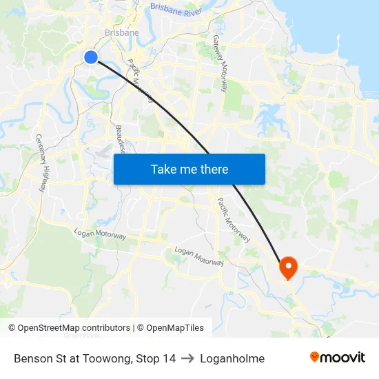 Benson St at Toowong, Stop 14 to Loganholme map