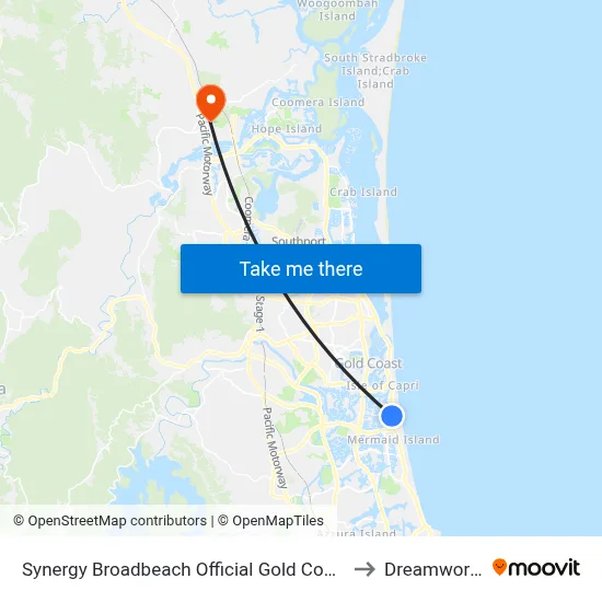 Synergy Broadbeach Official Gold Coast to Dreamworld map