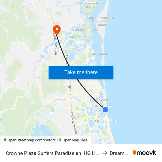 Crowne Plaza Surfers Paradise an IHG Hotel Gold Coast to Dreamworld map
