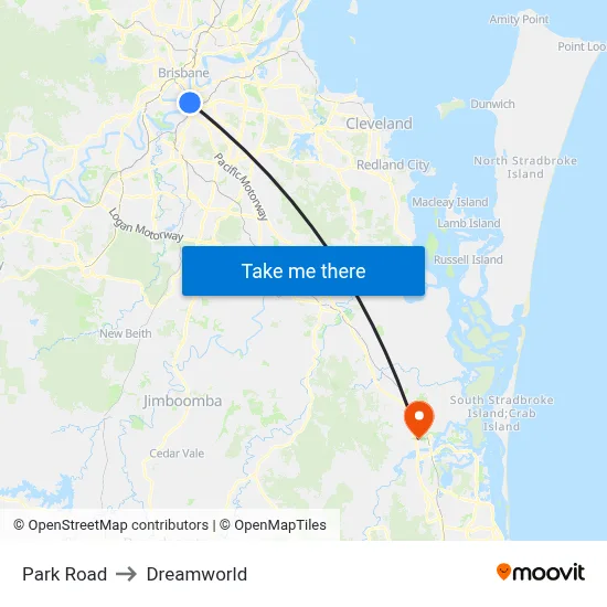 Park Road to Dreamworld map