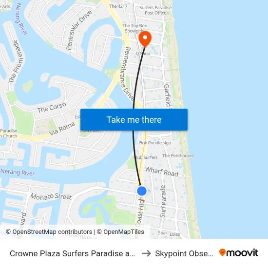 Crowne Plaza Surfers Paradise an IHG Hotel Gold Coast to Skypoint Observaton Deck map