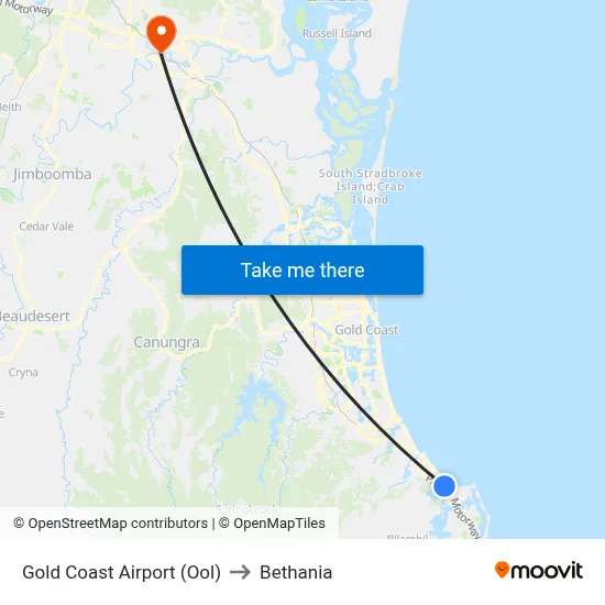 Gold Coast Airport (Ool) to Bethania map