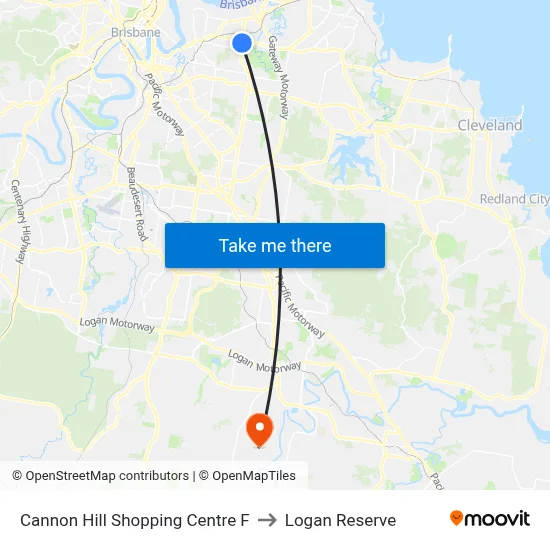 Cannon Hill Shopping Centre F to Logan Reserve map
