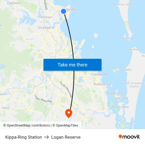Kippa-Ring Station to Logan Reserve map